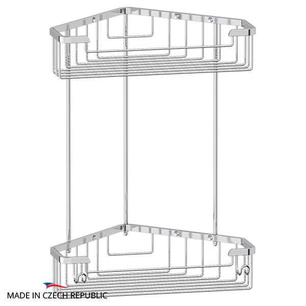 Полочка-решетка с крючками угловая 2-х ярусная 23/23 cm FBS Universal RYN 006