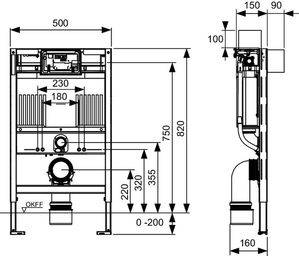 Инсталляция для унитазов-биде Tece TECEprofil 9300380 механика