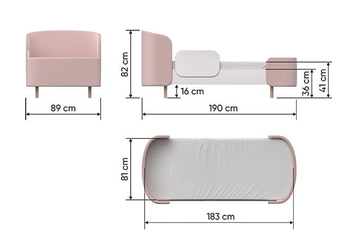 Кровать подростковая Ellipsefurniture KIDI Soft размер М (голубой) KD010111020101 фото 4