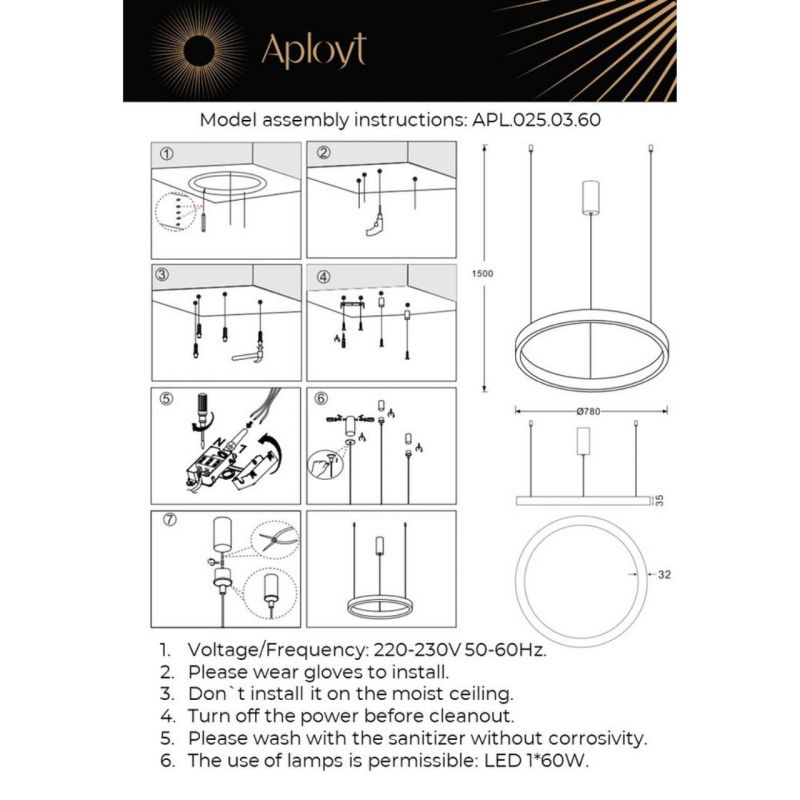 Люстра подвесная Aployt Nisia 60W LED 4000К (белый) APL.025.03.60 фото 7