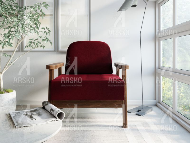 Кресло Флори орех велюр бордовый BD-2283443
