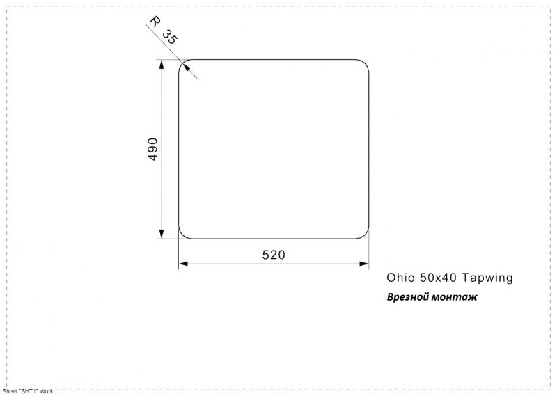 Кухонная мойка Reginox Ohio L 50x40 tapwing matt 40224