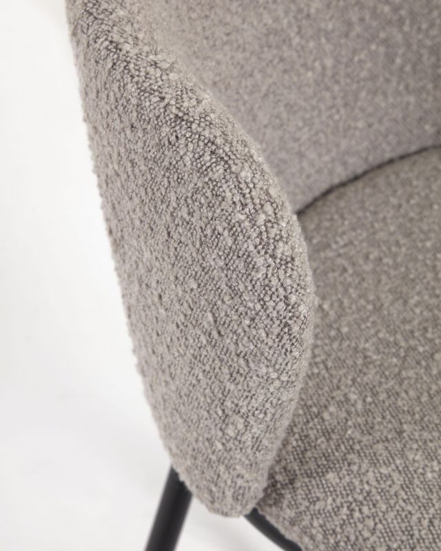 Полубарный стул Ciselia из серой ткани букле и черного металла 65 см La Forma (ex Julia Grup) BD-2607553