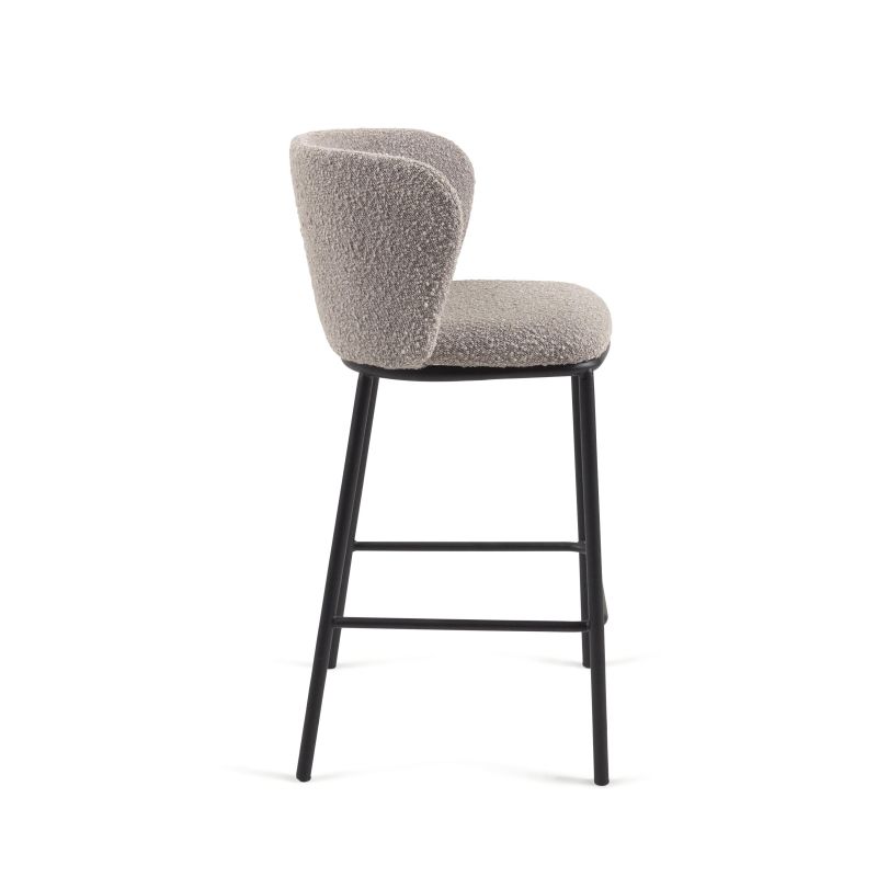 Полубарный стул Ciselia из серой ткани букле и черного металла 65 см La Forma (ex Julia Grup) BD-2607553