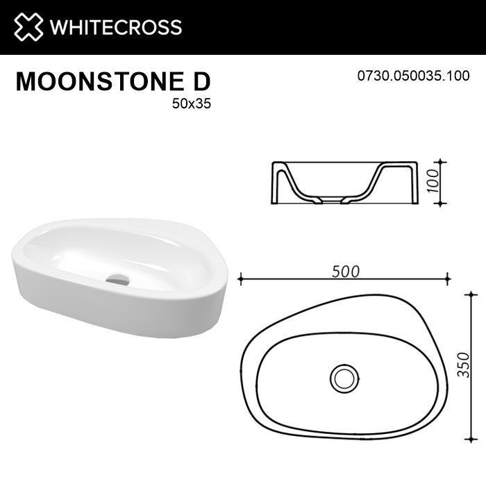 Раковина WHITECROSS 0730.050035.100 Moonstone D 50x35 белый глянец