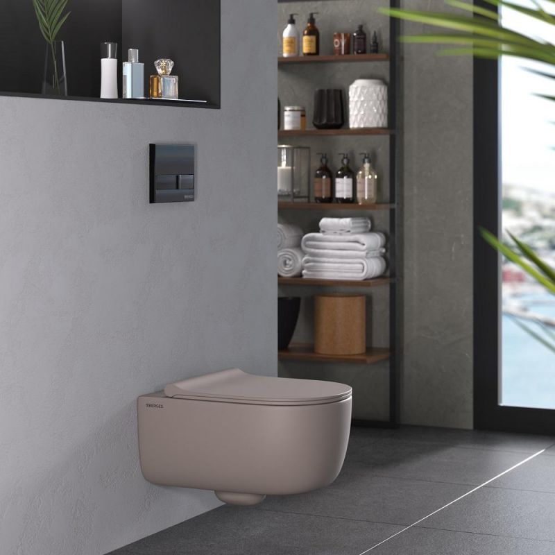 Унитаз подвесной BERGES EGO XL 083216, матовый серый, с микролифтом фото 7