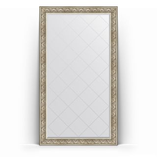 Зеркало напольное с гравировкой в багетной раме 115x205 Evoform EXCLUSIVE-G FLOOR BY 6374 барокко серебро