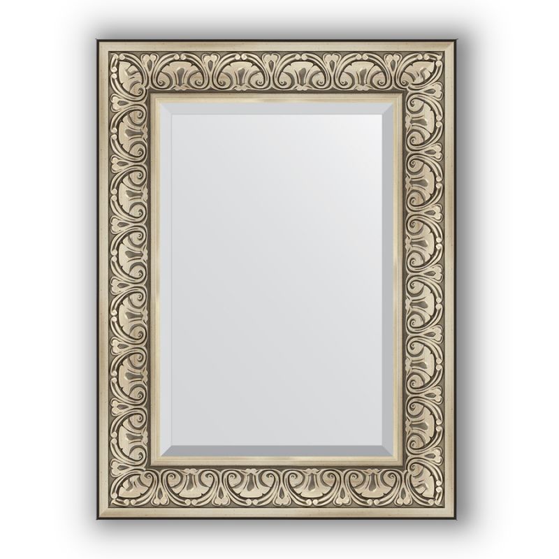 Зеркало с фацетом в багетной раме 60х80 Evoform EXCLUSIVE BY 3398 барокко серебро фото 1