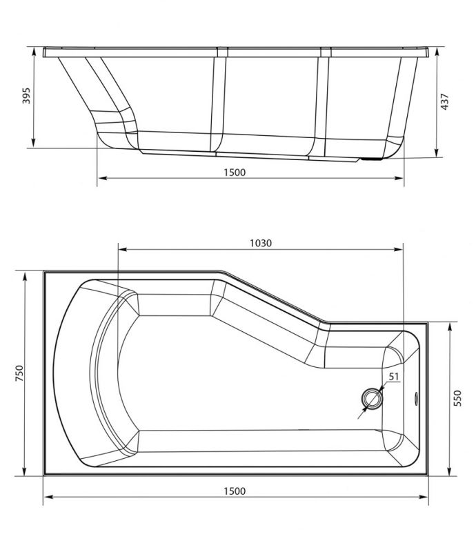 Акриловая ванна Marka One Convey 01кон1575п 150x75 R фото 4