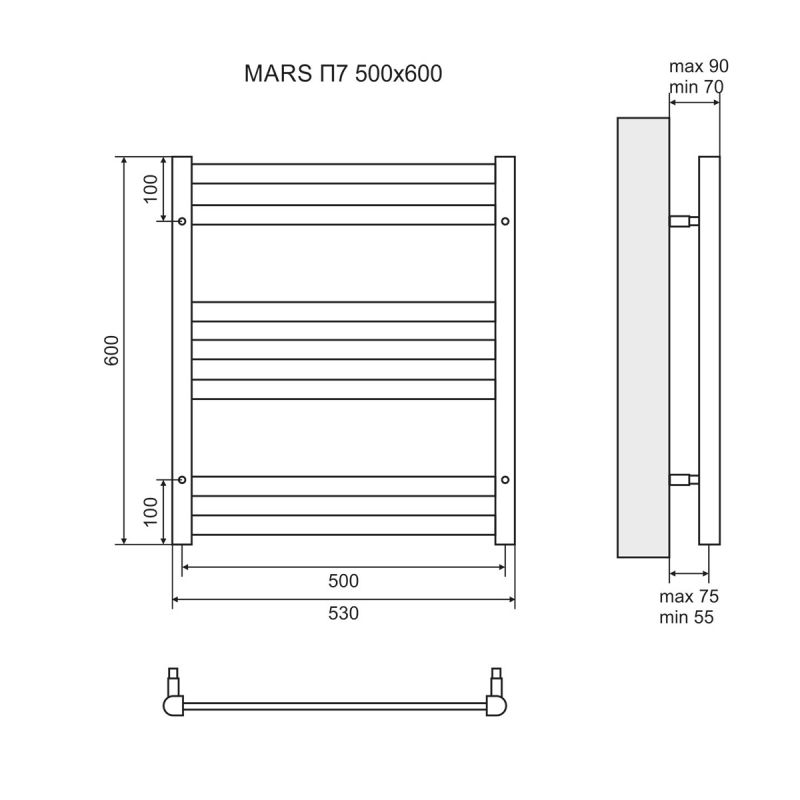 Полотенцесушитель водяной Lemark Mars LM35607 П7 500x600 фото 2