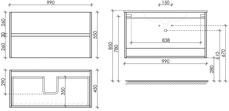 Тумба для раковины Sancos Urban UR100W 100 см, белая