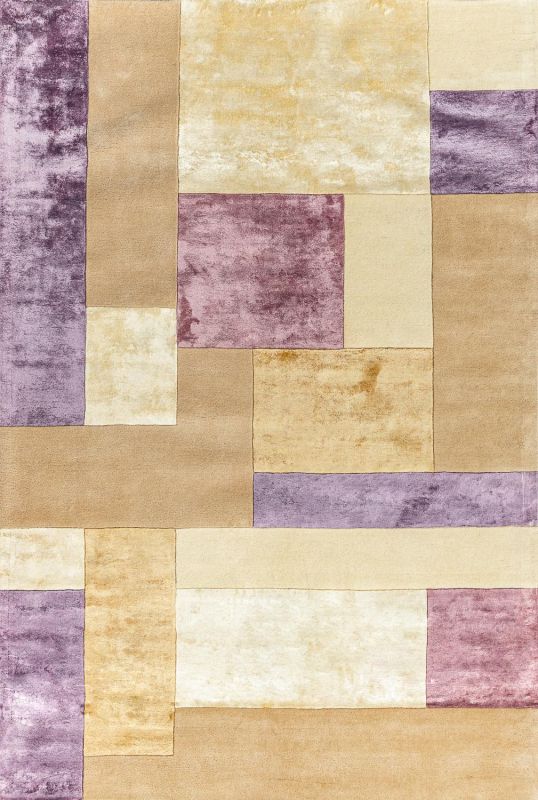 Индийский ковер из шерсти и арт-шёлка Carpet «RIVIERA» MONDRIAN-01-BEIGE-PURPLE 200 x 290 см фото 1