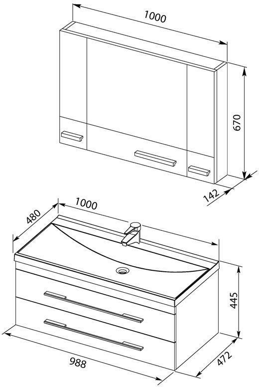 Мебель для ванной Aquanet Нота 00230303