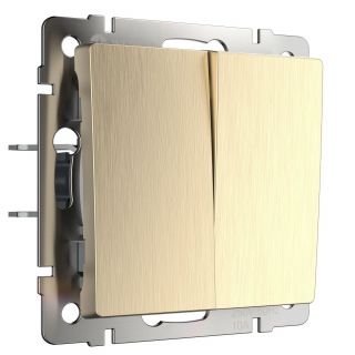Выключатель двухклавишный проходной (шампань рифленый) Werkel W1122010