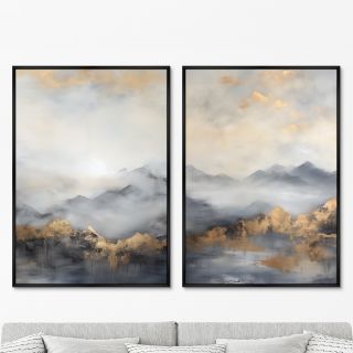 Набор из 2-х репродукций картин ArtNoMore на холсте Landscape collection, Mountain peaks, 2024г.
