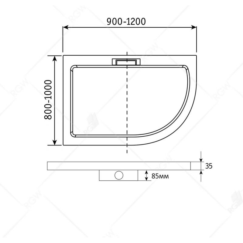 Душевой поддон RGW GWS-41L 03150482-01L 120x80 см