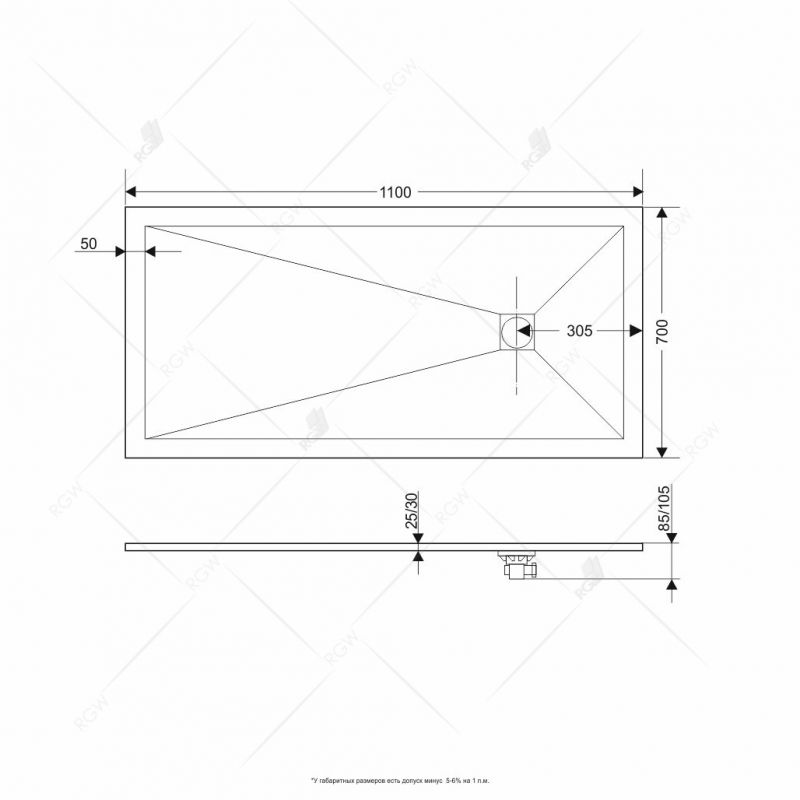 Душевой поддон RGW ST-W 16152711-01 110х70 см