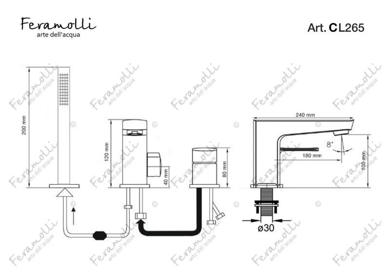 Смеситель на борт ванны Feramolli Molveno CL265, хром