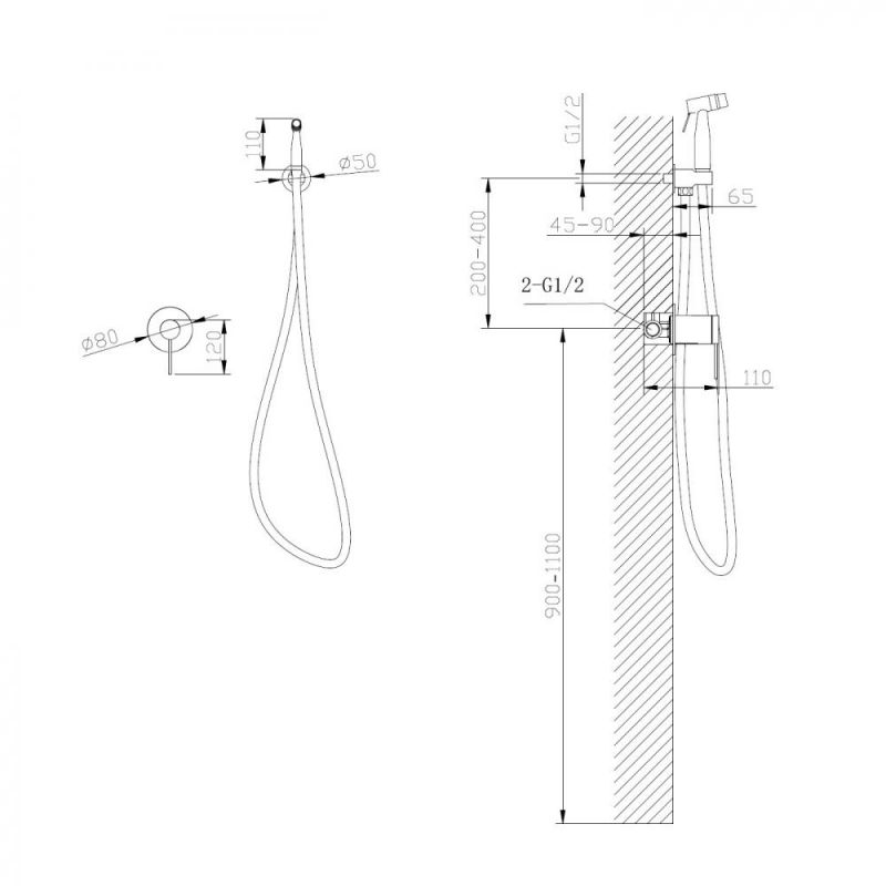 Гигиенический душ со смесителем Abber Emotion AF8825G, золото матовое фото 4