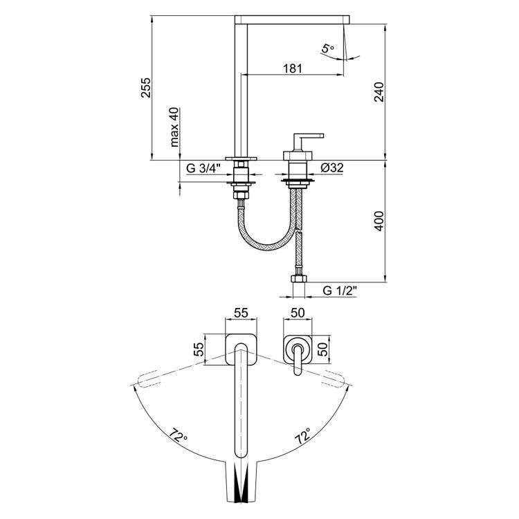 Смеситель для раковины Webert Living LV830702560, черный