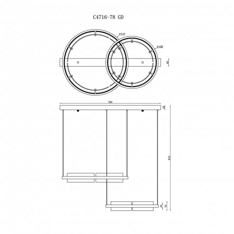 Светильник подвесной iLedex Meridian C4716-78 GD