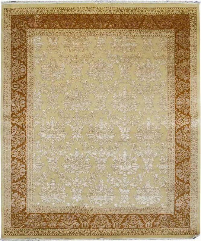 Индийский ковер из шерсти и арт-шёлка Carpet «KING OF AGRA» NO54-CRE-GLD14976 122 x 180 см фото 1