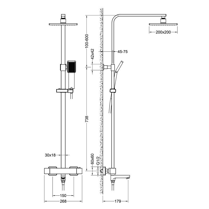 Душевая система с термостатом Timo-F Tetra-thermo SX-0169/03 черный фото 2