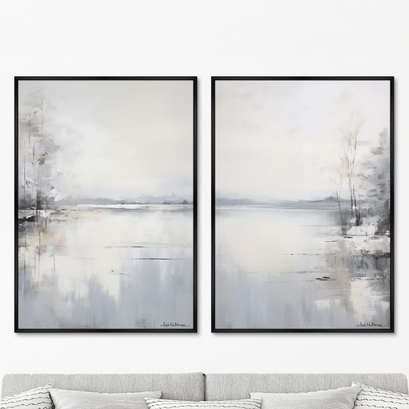 Набор из 2-х репродукций картин ArtNoMore на холсте Landscape collection, Winter lake, 2024г. фото 1