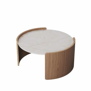Столик Ellipsefurniture Lagom Stone D 65 см высота 32 см (камень LC, натуральный дуб) LG016614114