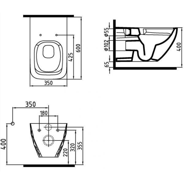 Унитаз подвесной Bien Kristal KRKA060N1VP1W3000