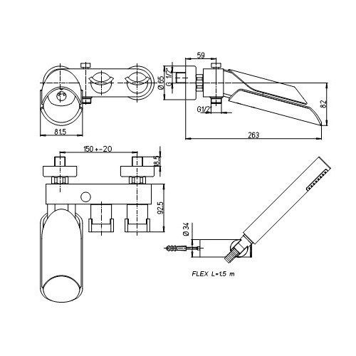 Смеситель для ванны с аксессуаром Paini Morgana 73PW105