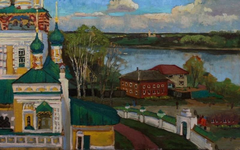 Картина "Вид на реку Волгу" Аркадий Поляков