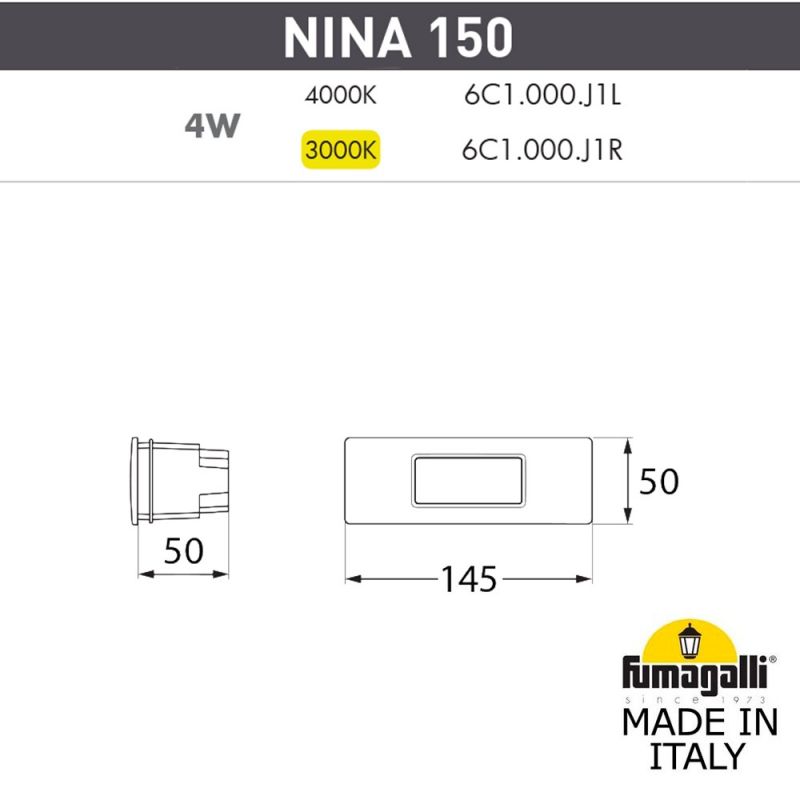 Светильник для подсветки лестниц Fumagalli NINA бронза, бежевый 6C1.000.000.BYJ1L