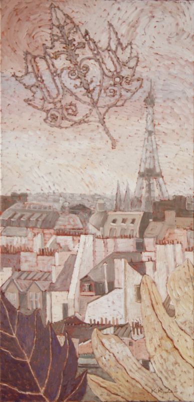 Картина "Композиция с крышами Парижа" Екатерина Кудрявцева