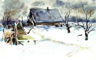 Картина "Зима в деревне" Юрий Чистяков