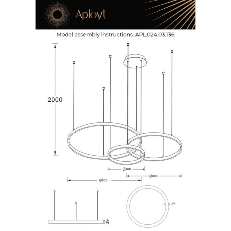 Люстра подвесная Aployt Terenia 136W LED 3000К (теплый) APL.024.03.136 фото 10