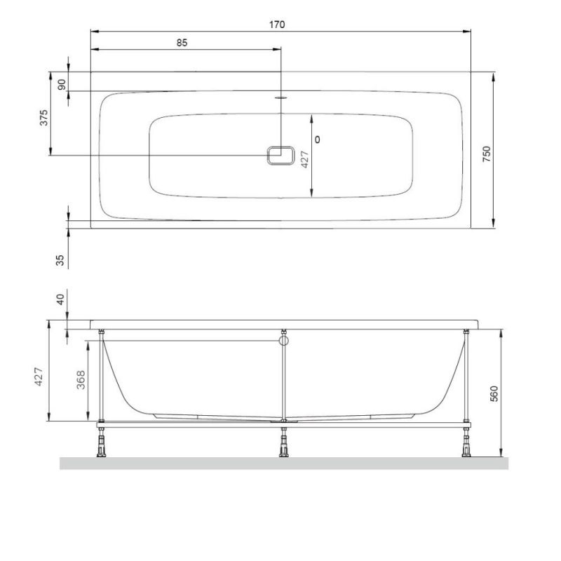 Акриловая ванна AM.PM Func W84A-170-075W-A 170х75