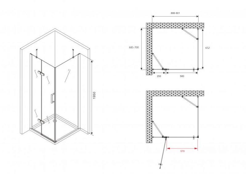 Душевой уголок Abber Zart AG08090-S71 90x70 см