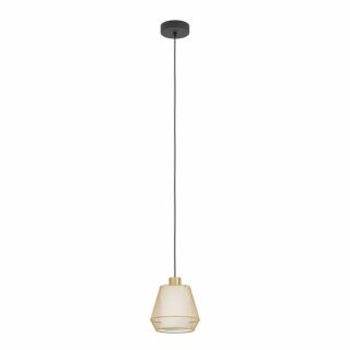 Подвес Eglo CIUDADELA, 1X40W(Е27), H1100, ?180, сталь, черный/сталь, текстиль, матово-латунный, белый
