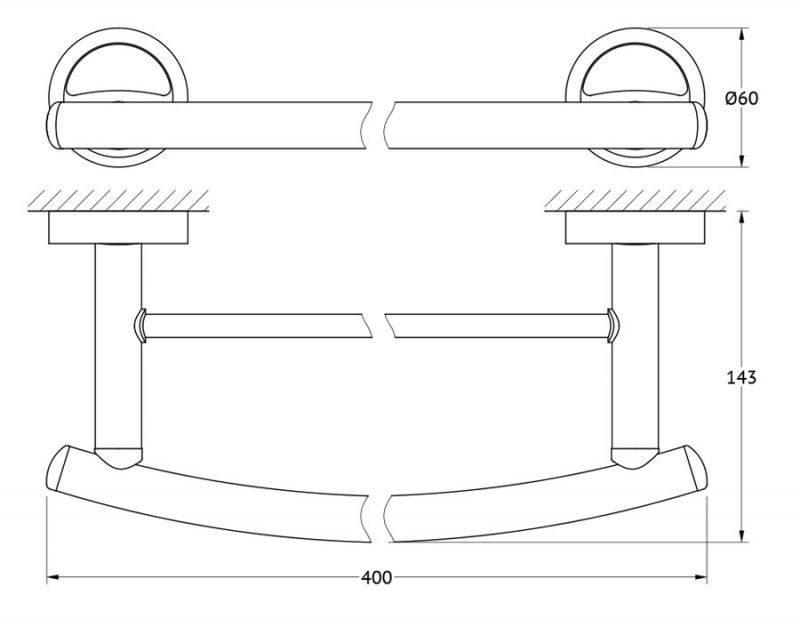 Штанга для полотенца двойная 40 cm FBS Ellea ELL 035