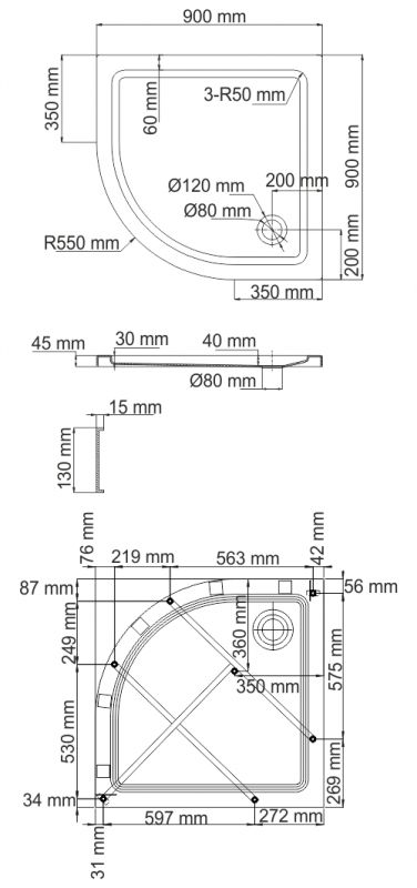 Душевой поддон WasserKRAFT Isen 26T01 90х90