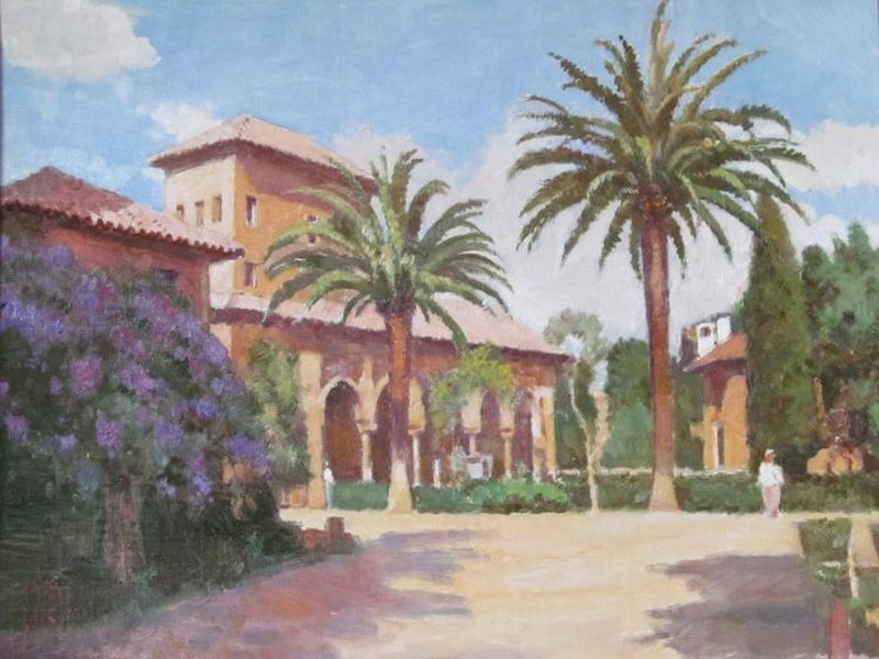 Картина "Альгамбра. Пальмы в парке" Владимир Лаповок