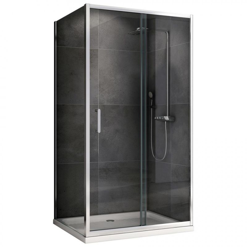 Душевой уголок ABBER Schwarzer Diamant AG301005-S605, 100x60 см, профиль хром, стекло прозрачное фото 1