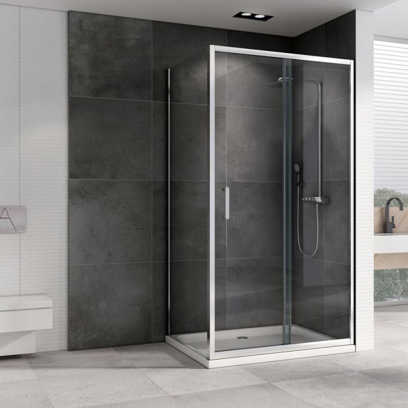 Душевой уголок ABBER Schwarzer Diamant AG301005-S605, 100x60 см, профиль хром, стекло прозрачное фото 2