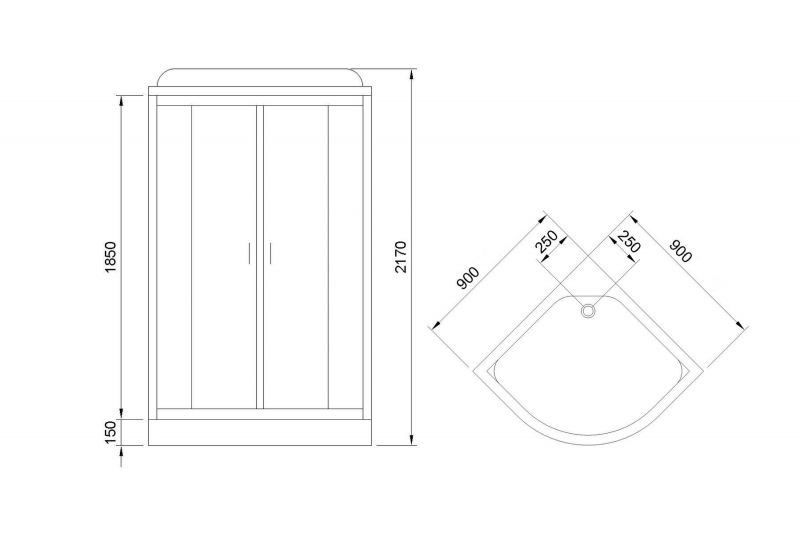 Душевая кабина Royal Bath Practic RB90HK1-T-BL, 90х90 см