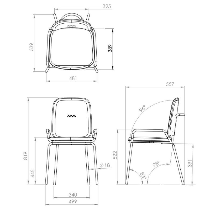 Стул ror, 2 frame, рогожка, черный /зеленый Latitude RORCH2FRBKBSKGRN фото 6