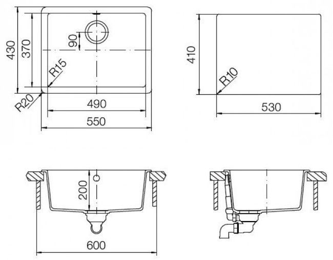 Мойка Schock Quadro N-100 700524 лунный камень