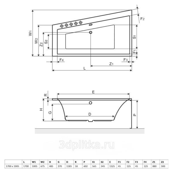 Акриловая ванна Excellent Sfera Slim WAEX.SFP17WHS 170x100 R