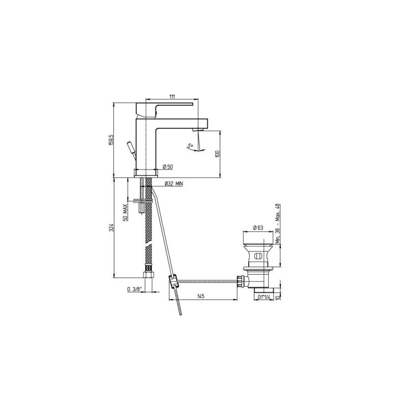 Смеситель для раковины Paini Dax-Dax-R 84PZ211R