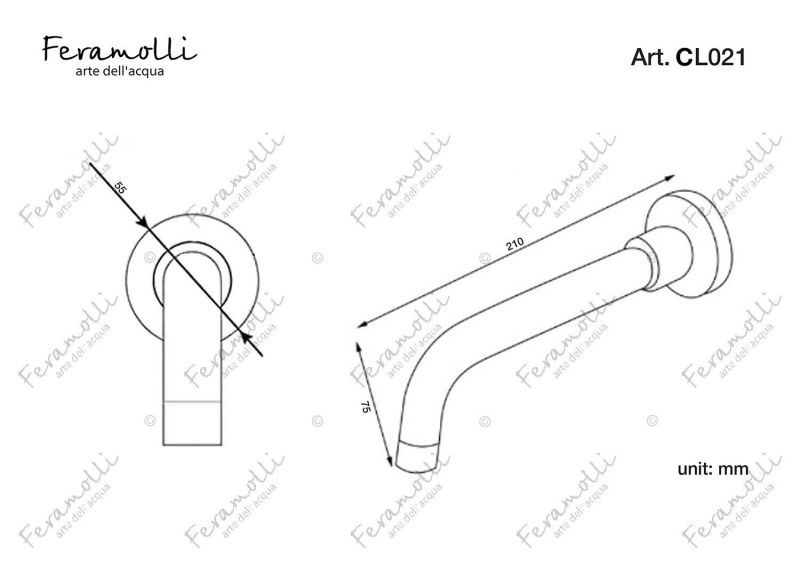 Настенный поворотный излив Feramolli Ele CL021, хром